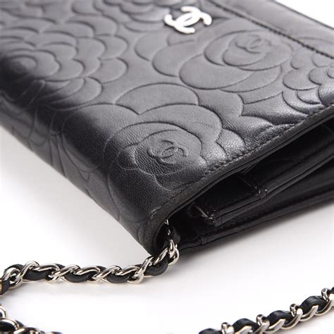 chanel wallet on chain embossed with camellias|chanel wallet on chain lambskin.